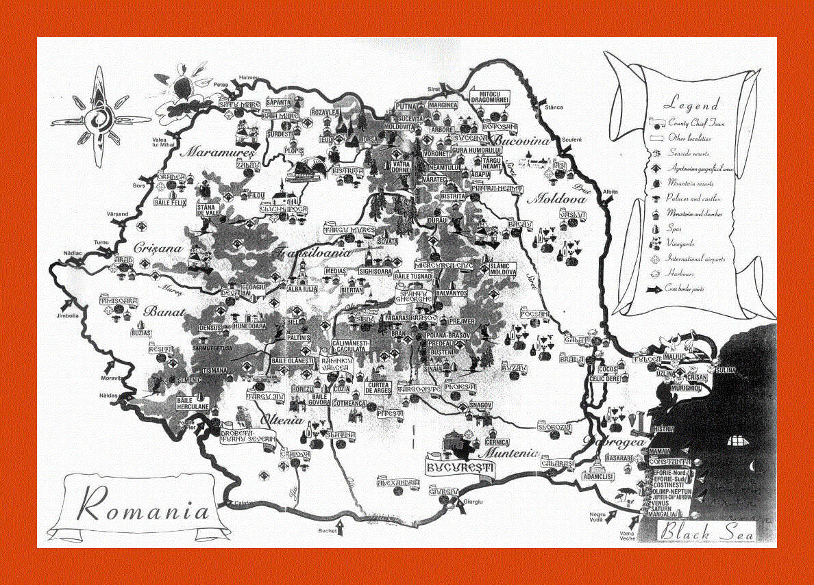 Tourist map of Romania