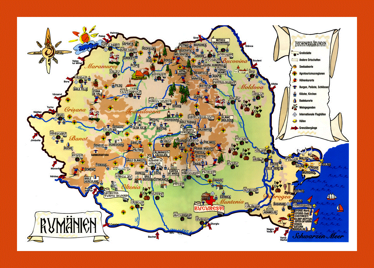 Tourist map of Romania