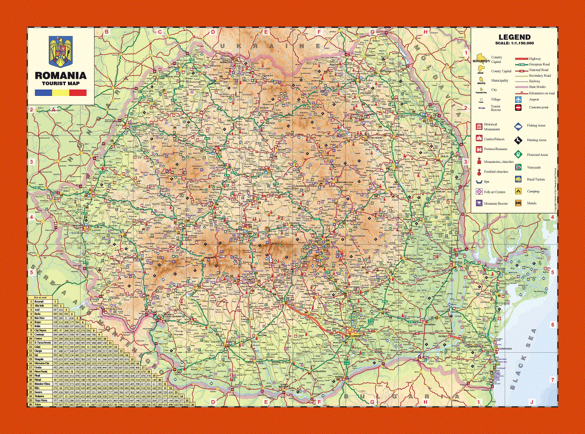 Tourist map of Romania