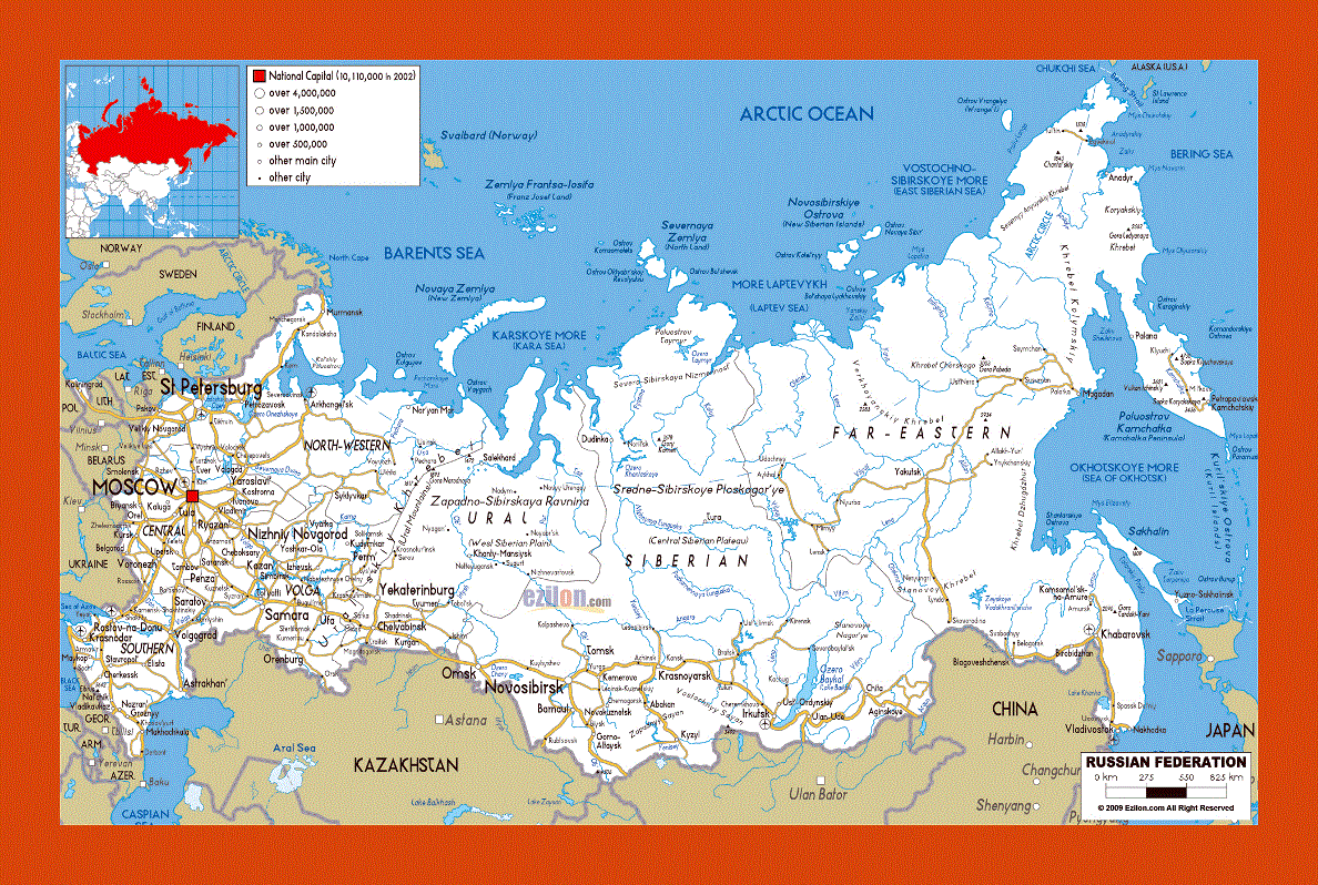 Road map of Russia