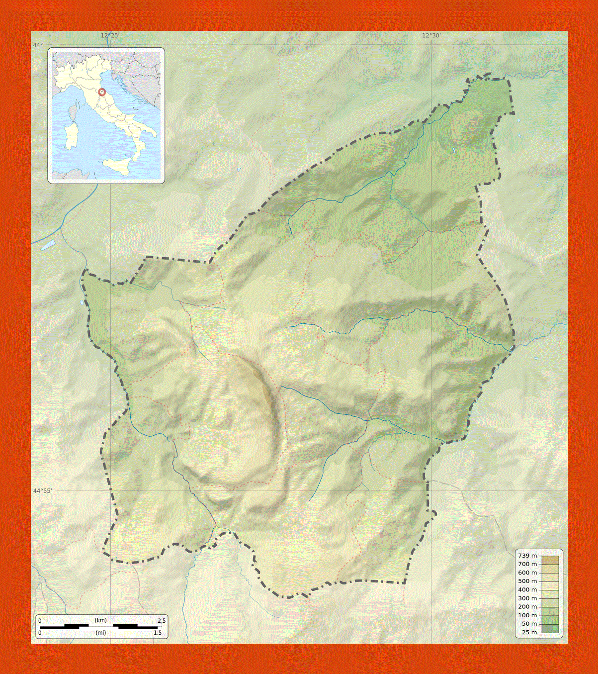 Elevation map of San Marino
