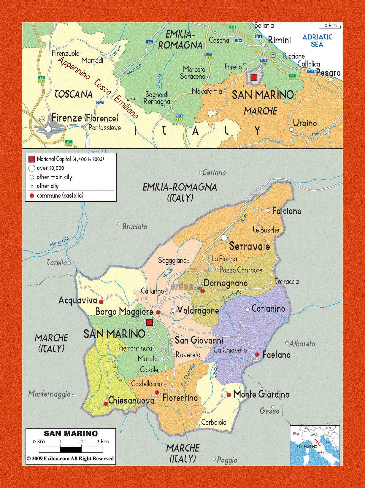 Political and administrative map of San Marino