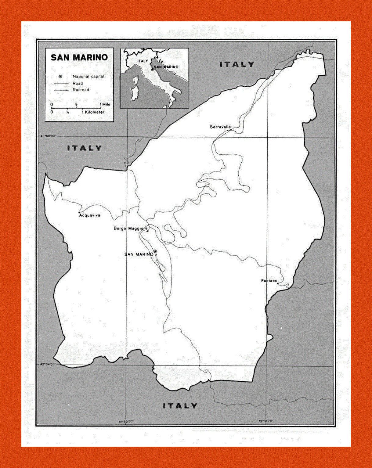 Political map of San Marino