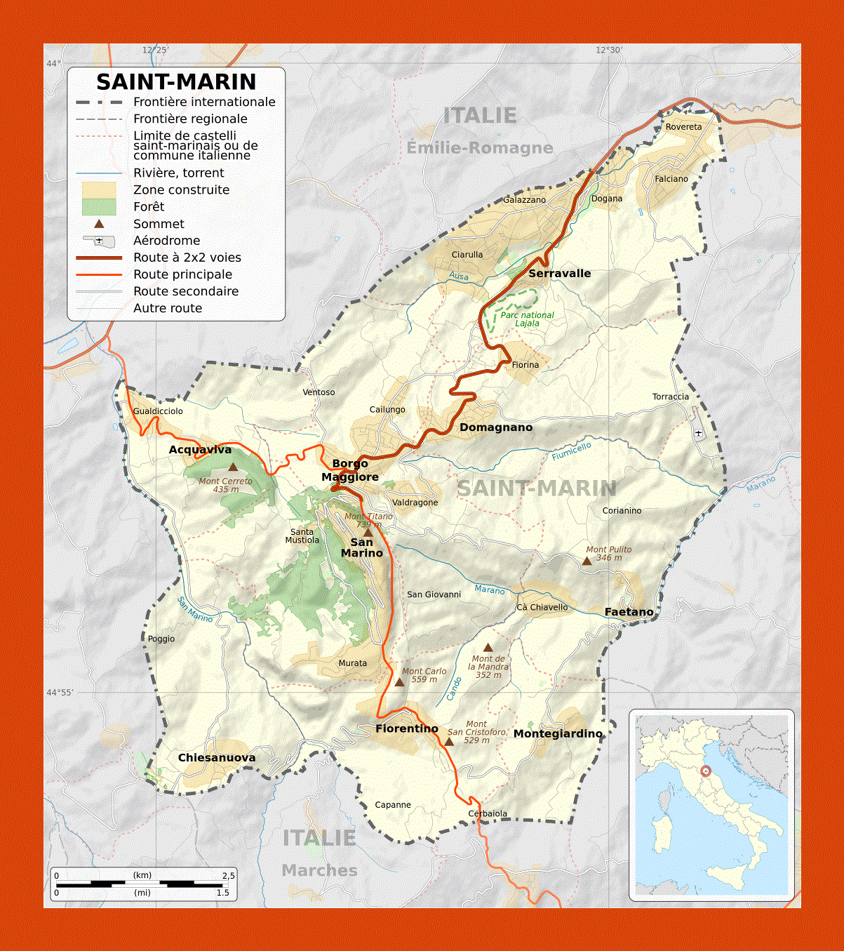 Political map of San Marino in french