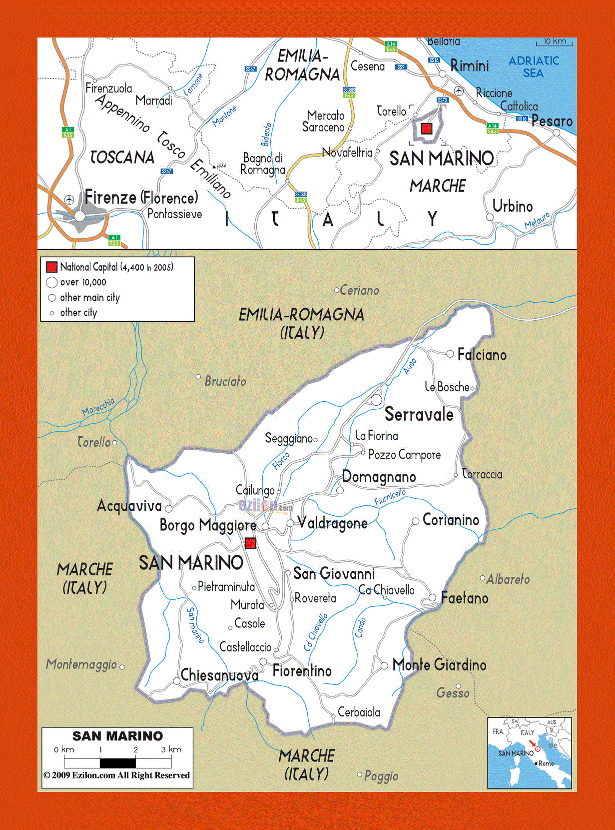 Road map of San Marino