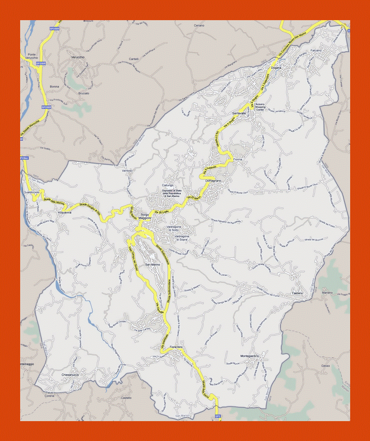 Road map of San Marino