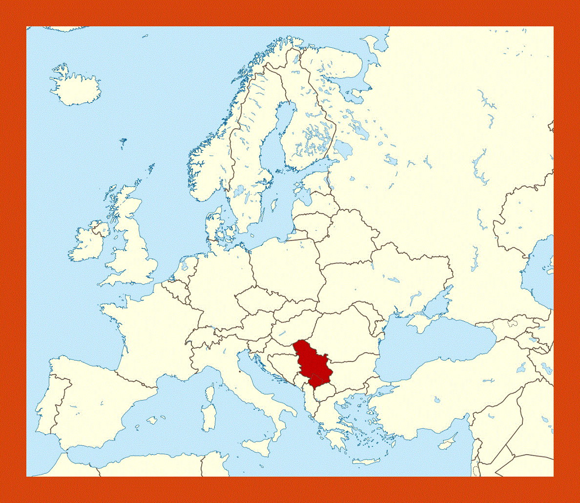 Location map of Serbia in Europe