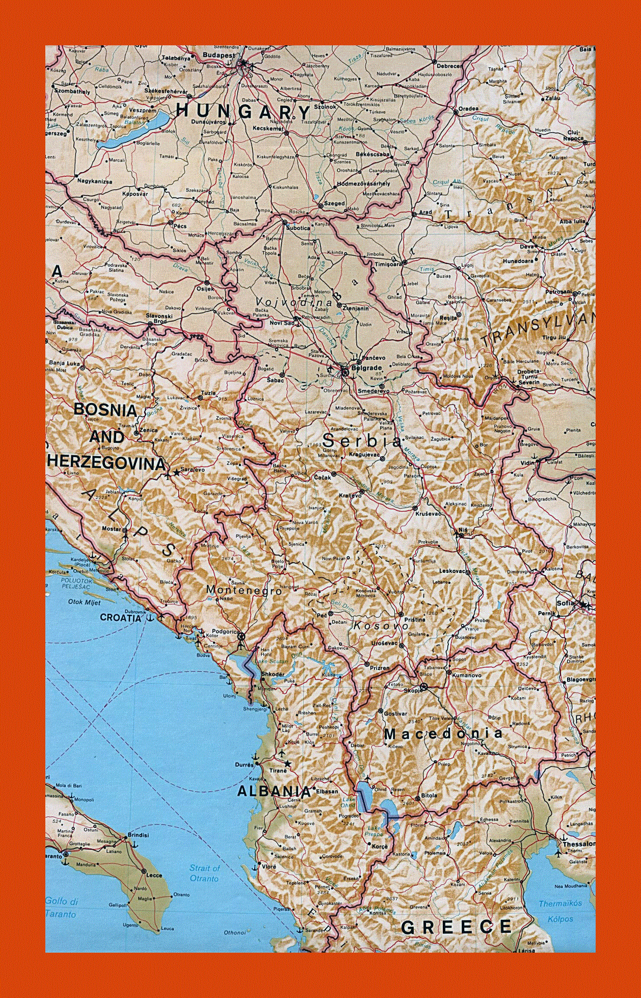 Political map of North Balkans