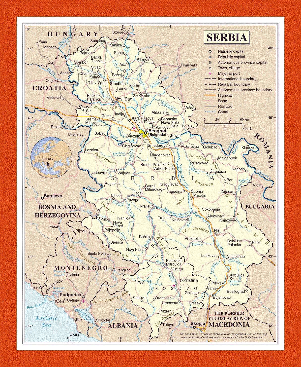 Political map of Serbia