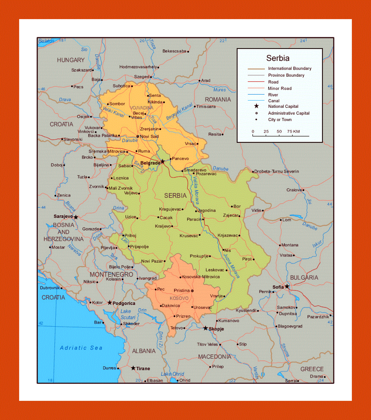 Political map of Serbia