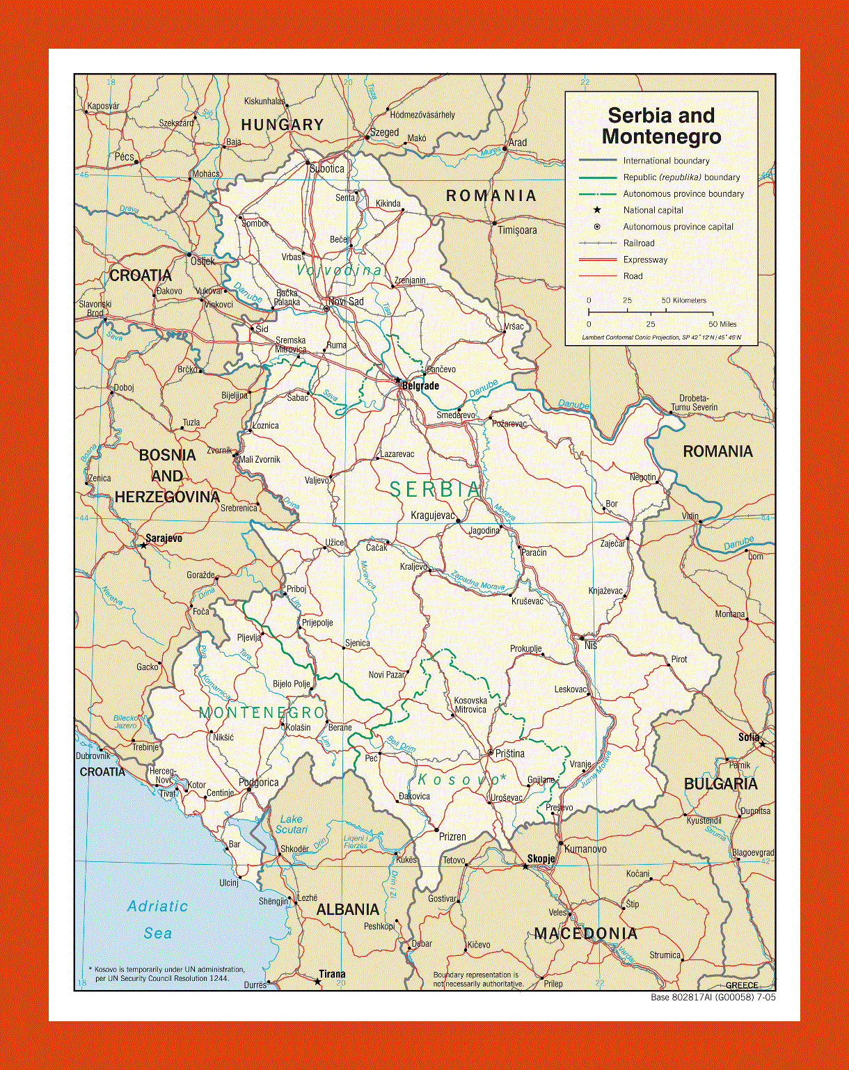 Political map of Serbia and Montenegro - 2005