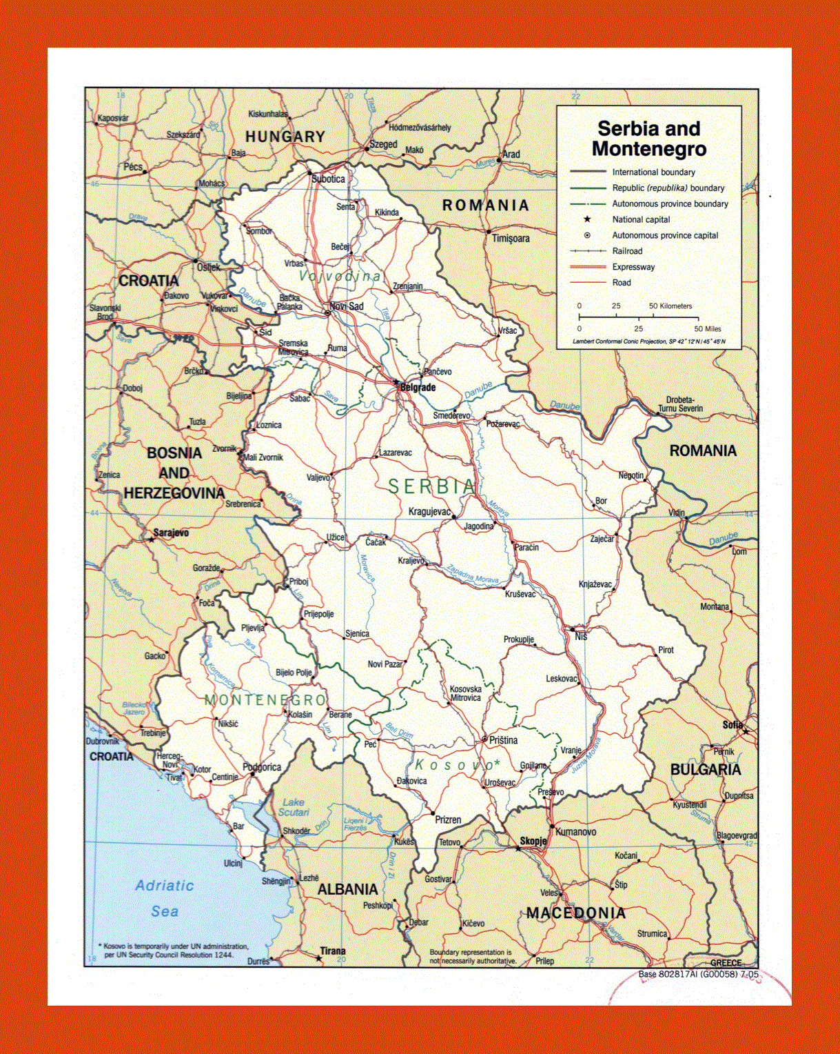 Political map of Serbia and Montenegro - 2005