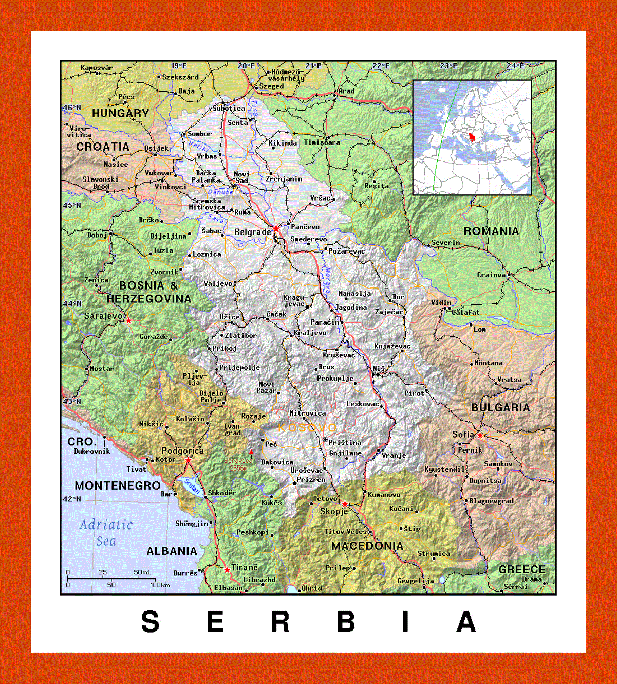 Political map of Serbia