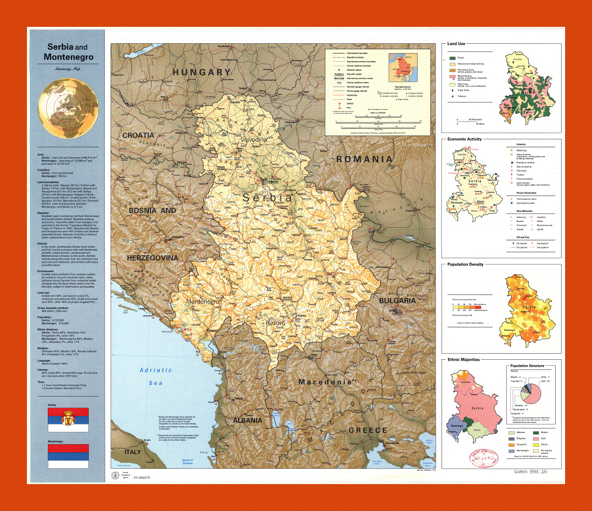 Summary map of Serbia and Montenegro - 1993