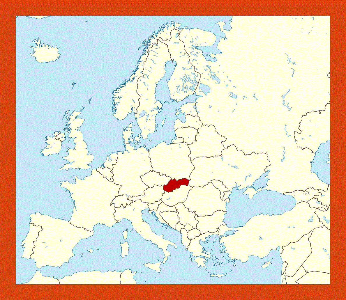Location map of Slovakia in Europe
