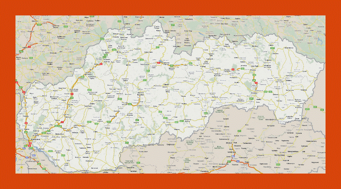 Road map of Slovakia