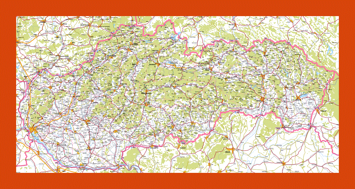 Road map of Slovakia