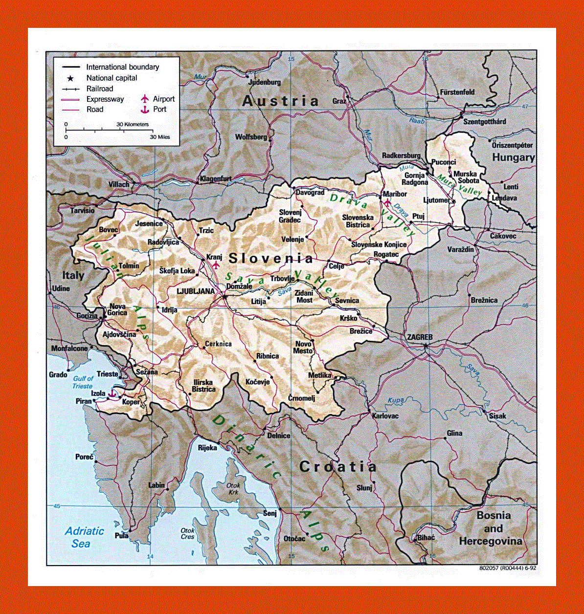 Political map of Slovenia - 1992