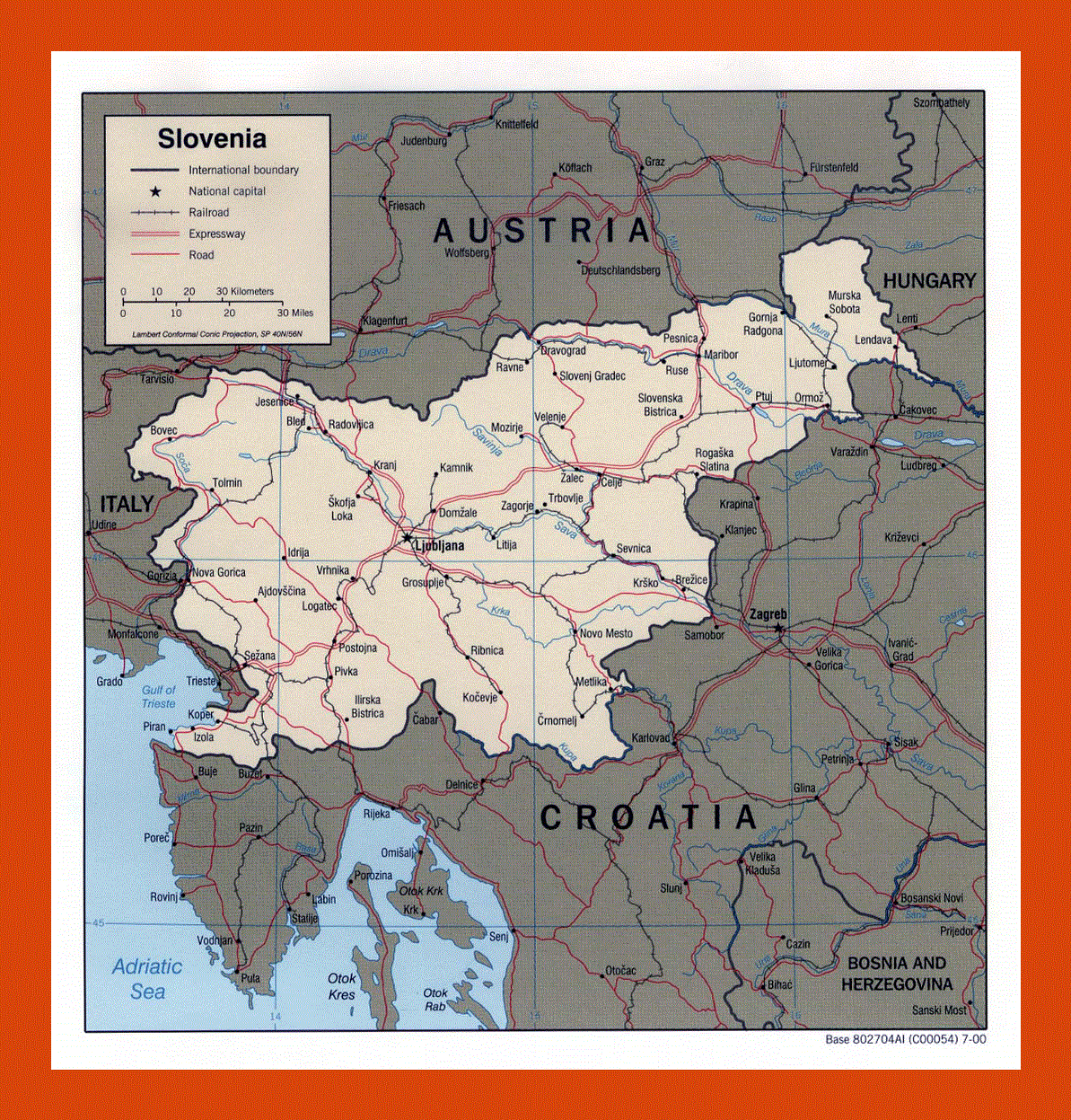 Political map of Slovenia - 2000