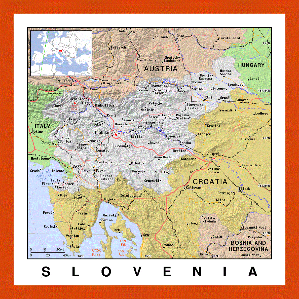 Political map of Slovenia