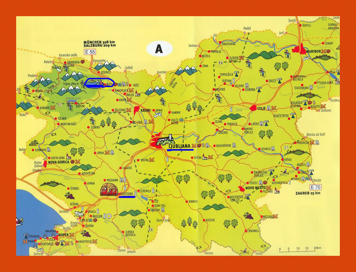 Tourist map of Slovenia