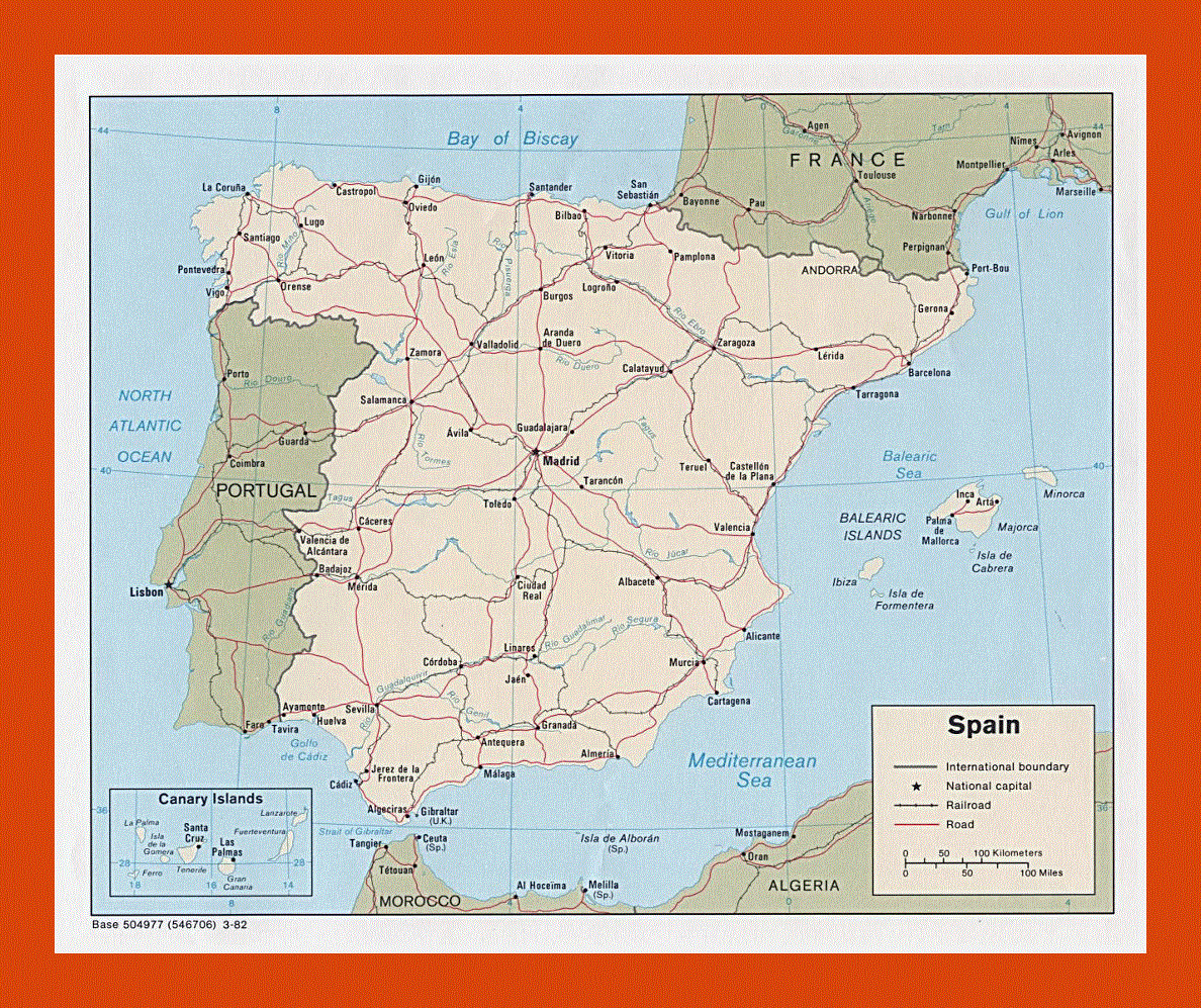 Political map of Spain - 1982