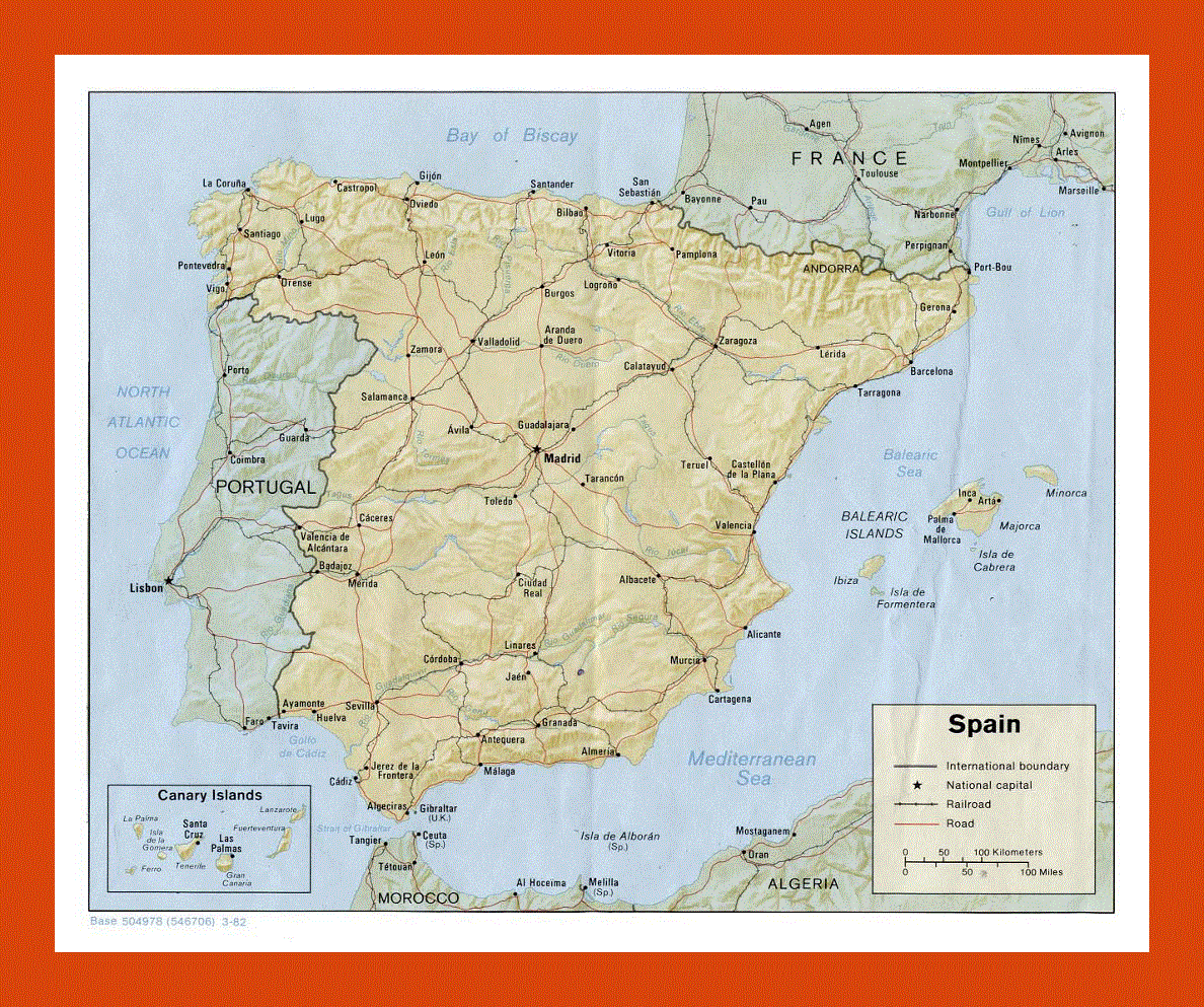 Political map of Spain - 1982
