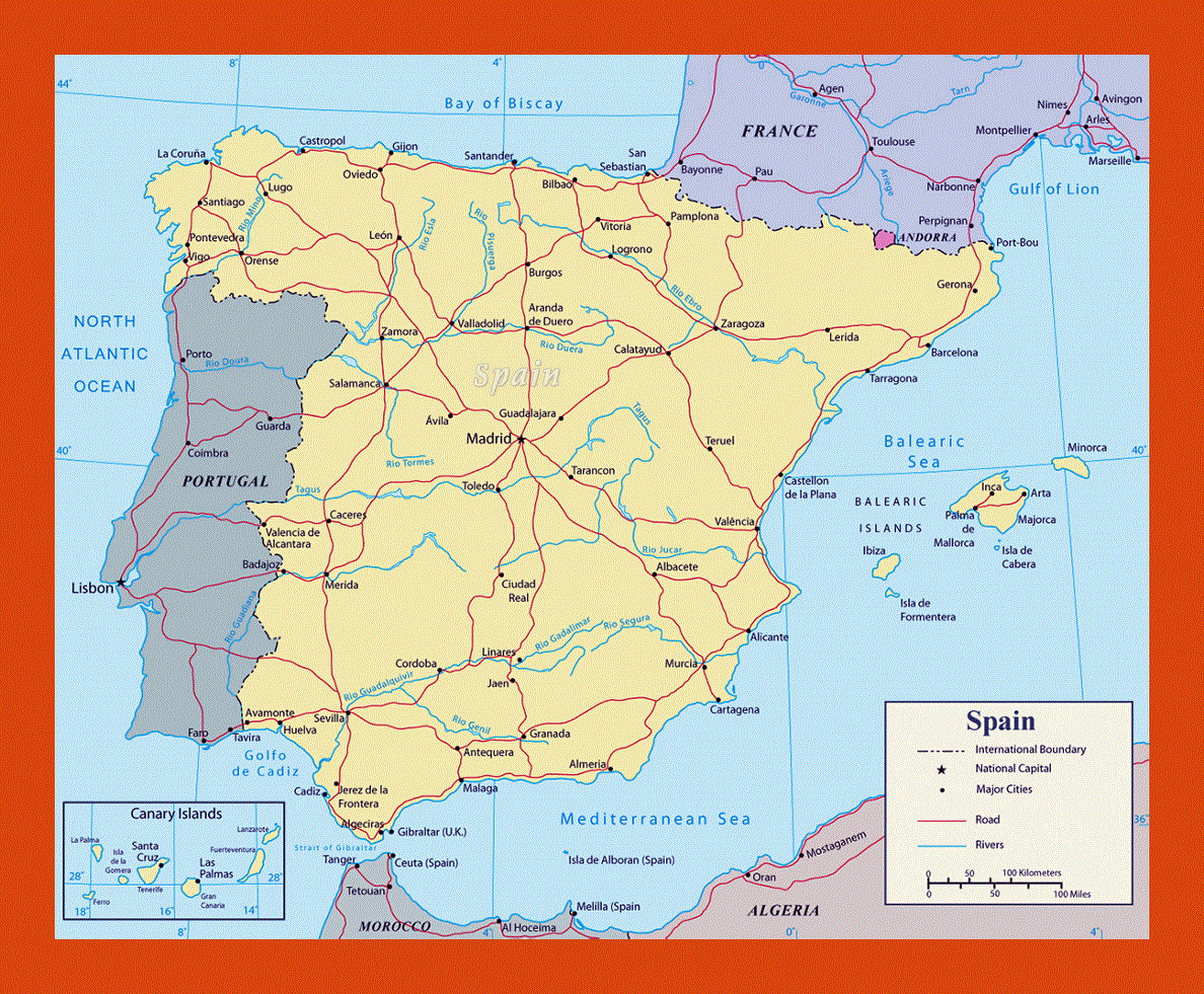 Political map of Spain