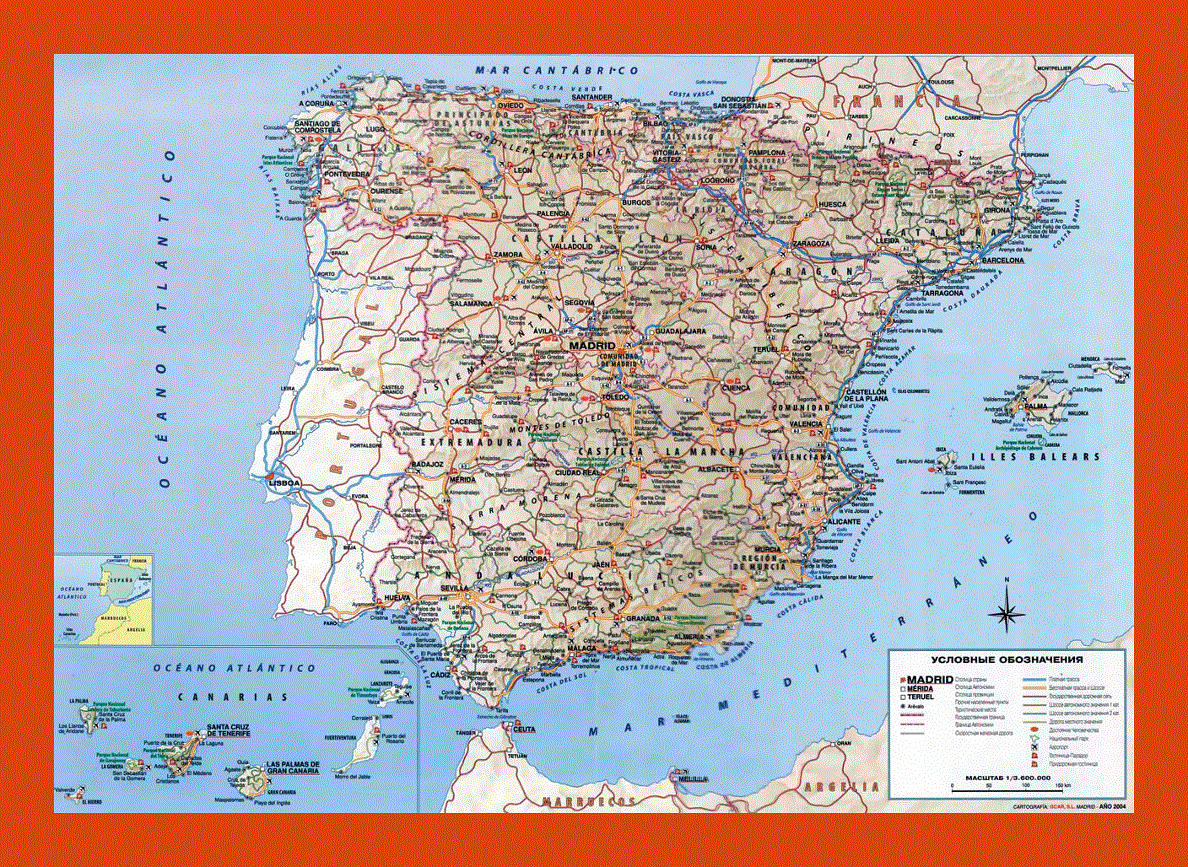 Road map of Spain