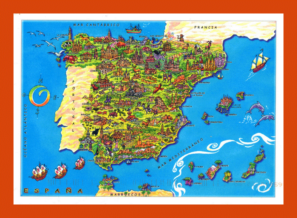 Tourist illustrated map of Spain