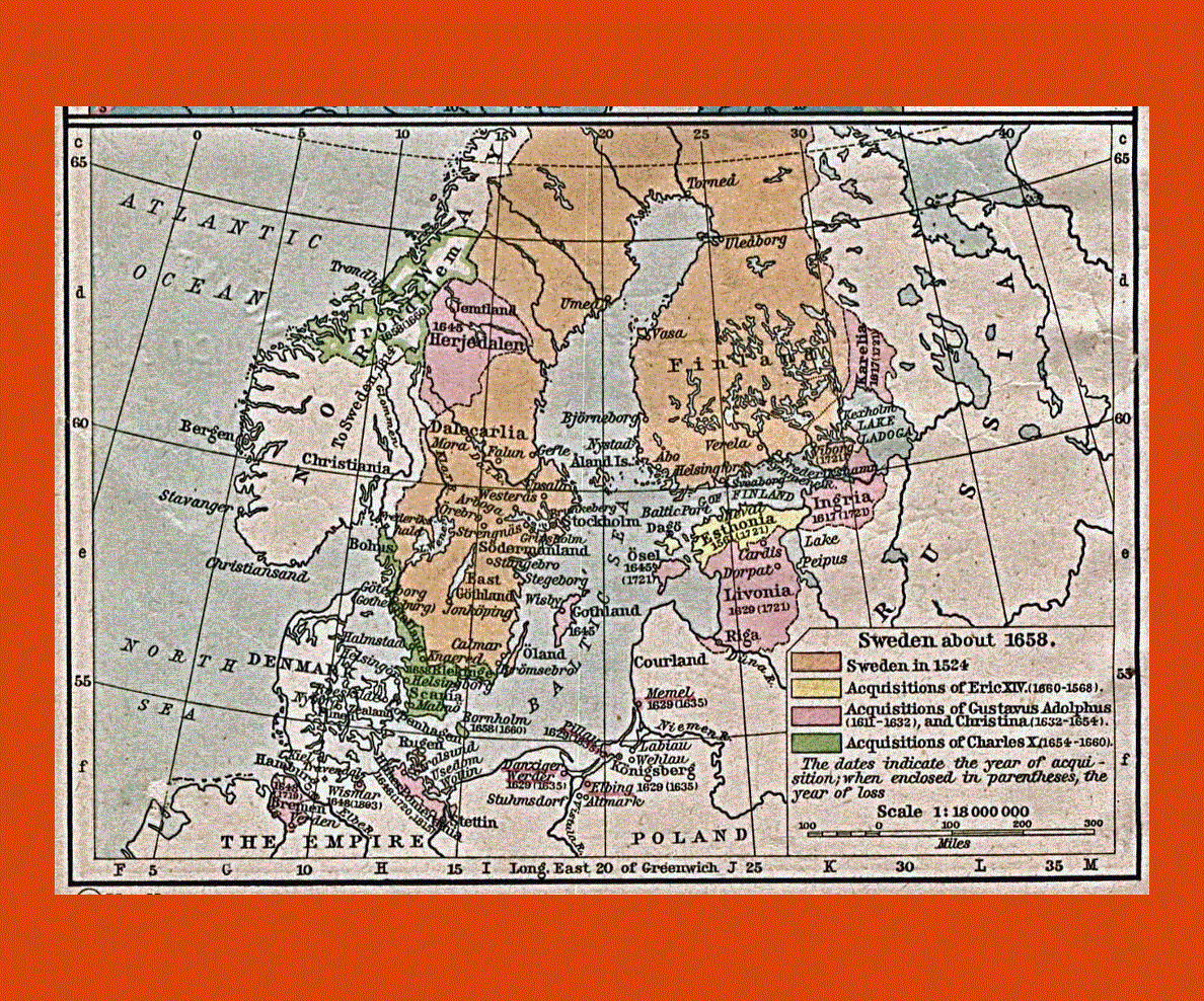 Россия и швеция в 18 веке. Швеция в конце 17 века карта. Карта Швеции 17 века. Карты Швеции 16-17 век. Швеция 17 век карта.