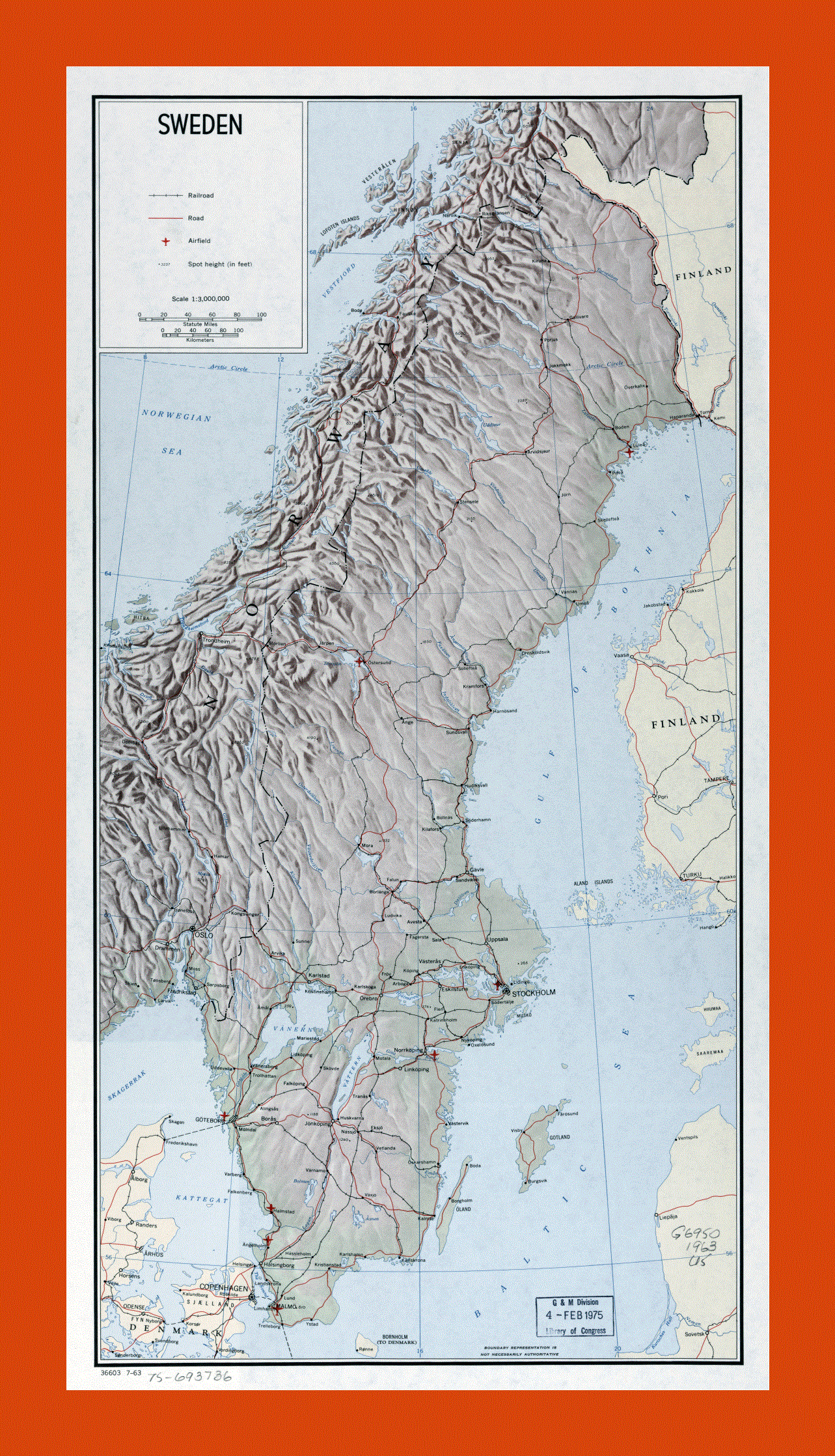 Political map of Sweden - 1963