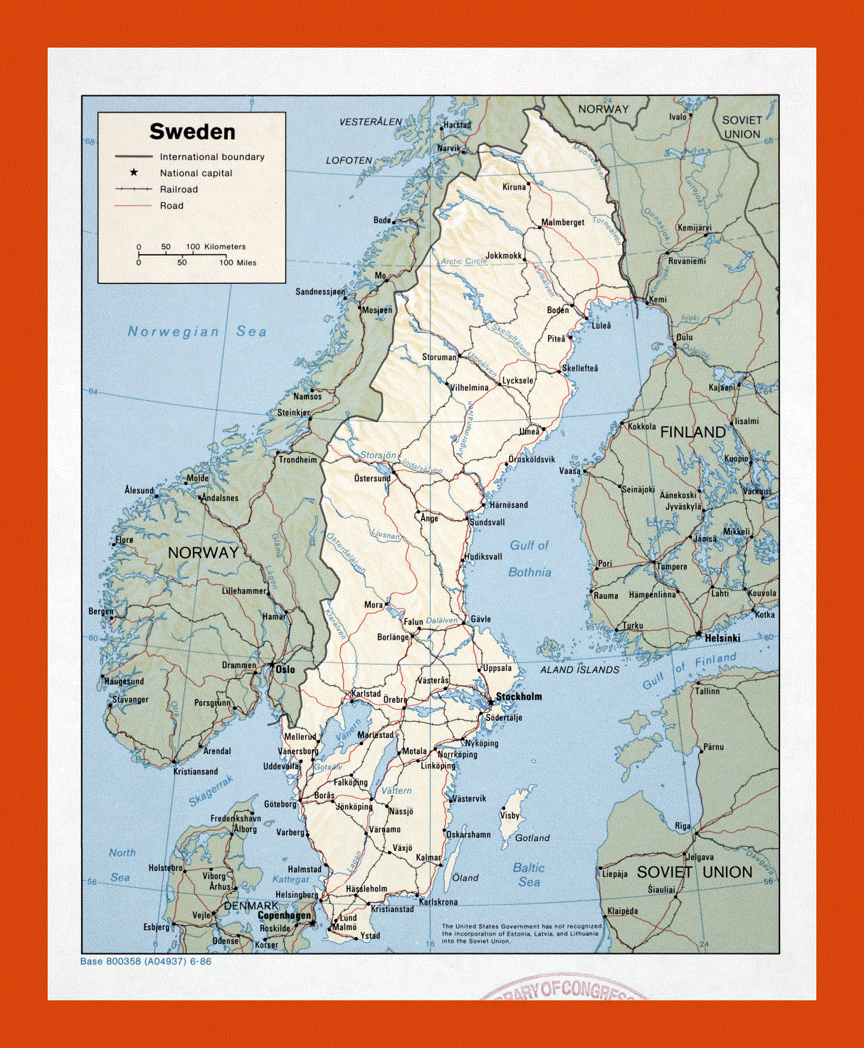 Political map of Sweden - 1986