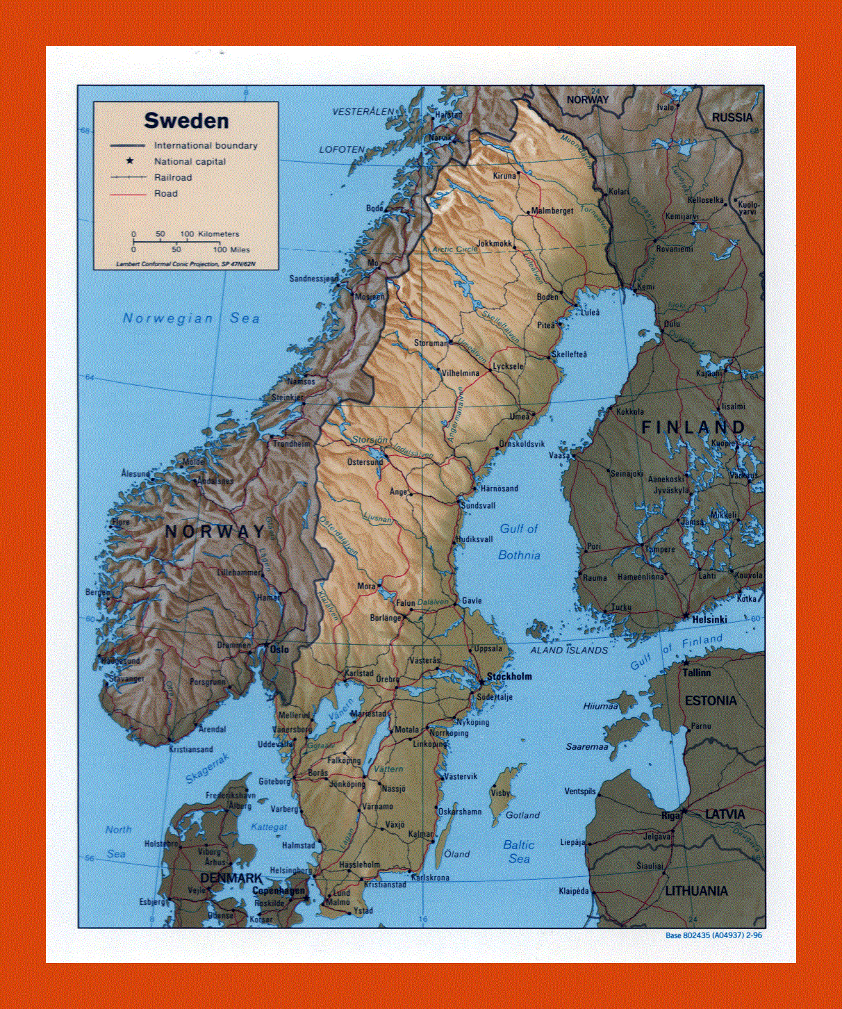 Political map of Sweden - 1996