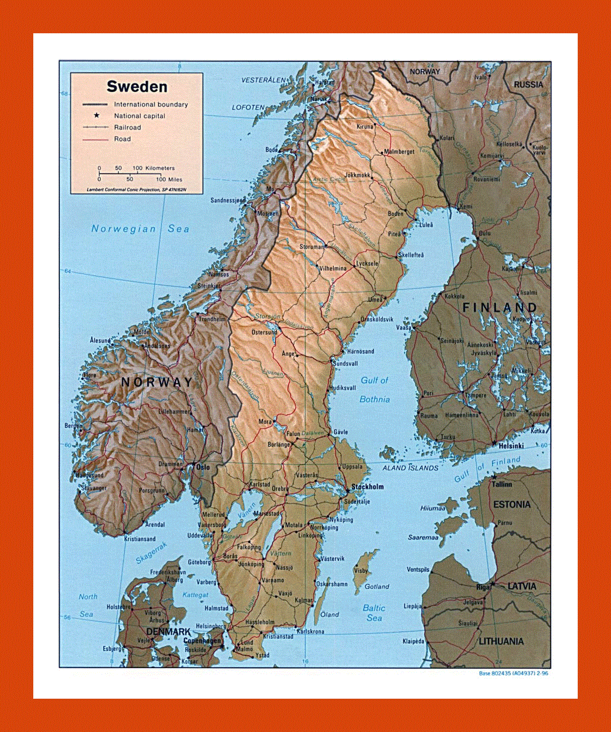 Political map of Sweden - 1996