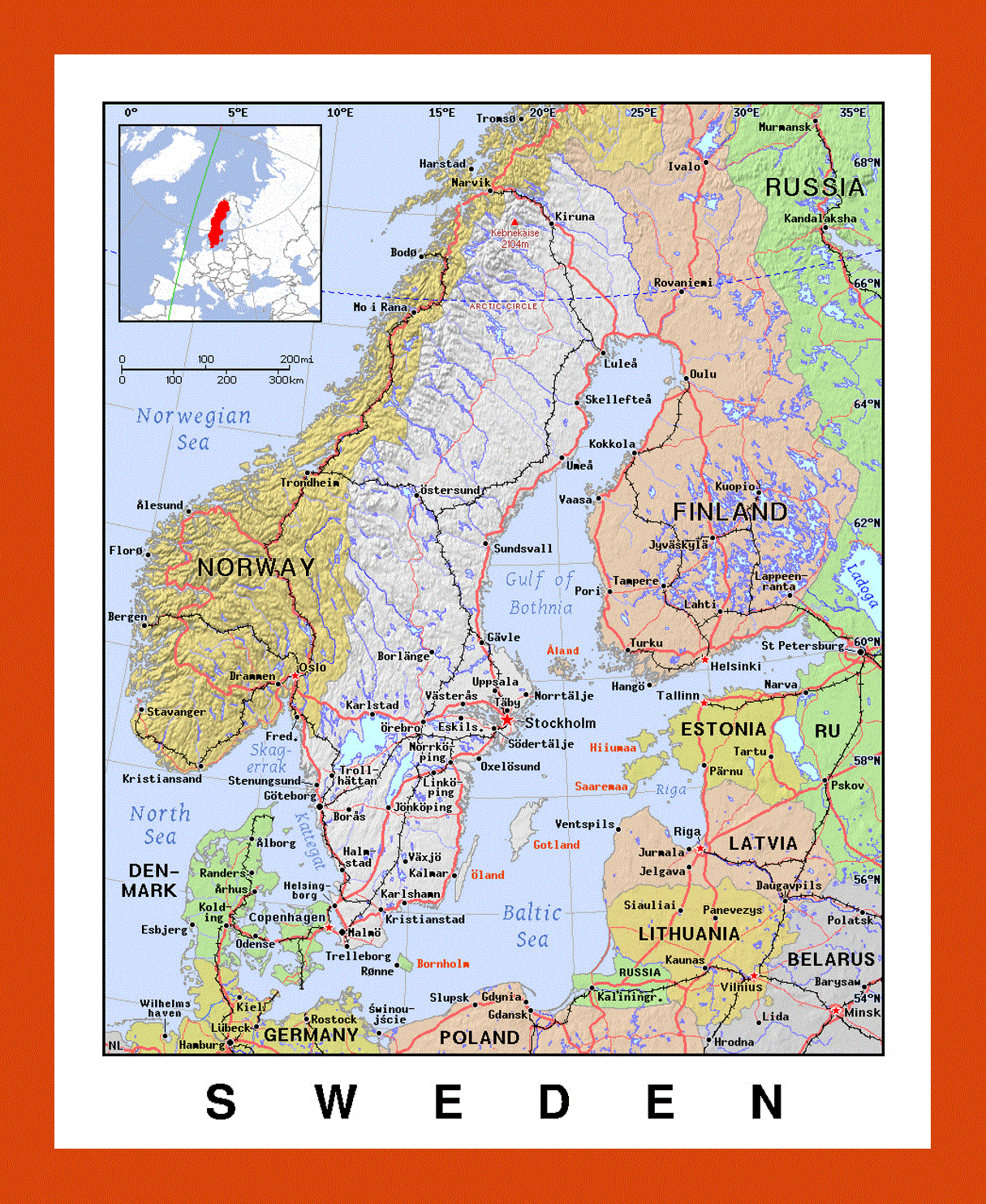 Political map of Sweden
