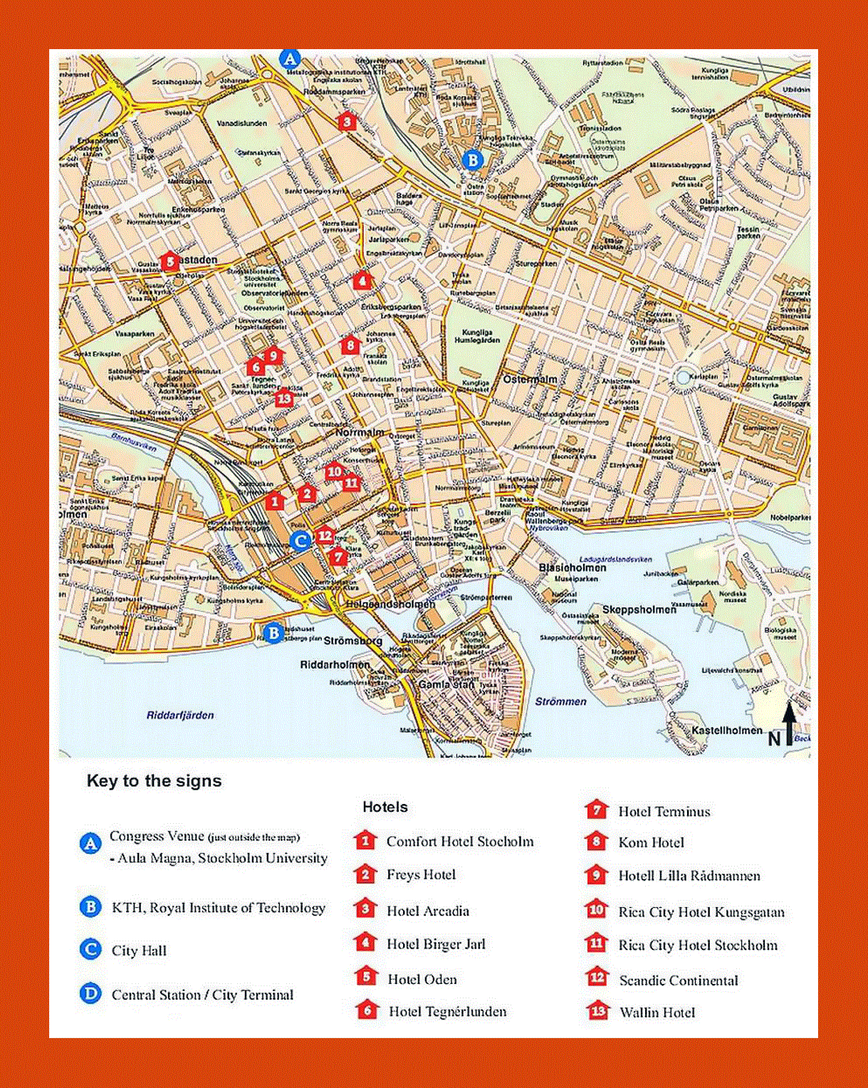 Hotels map of Stockholm city center