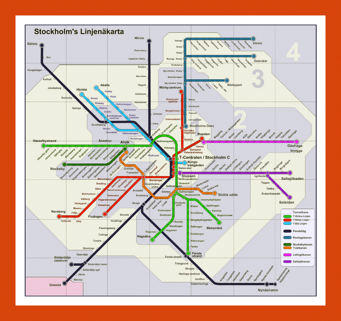 Metro map of Stockholm city