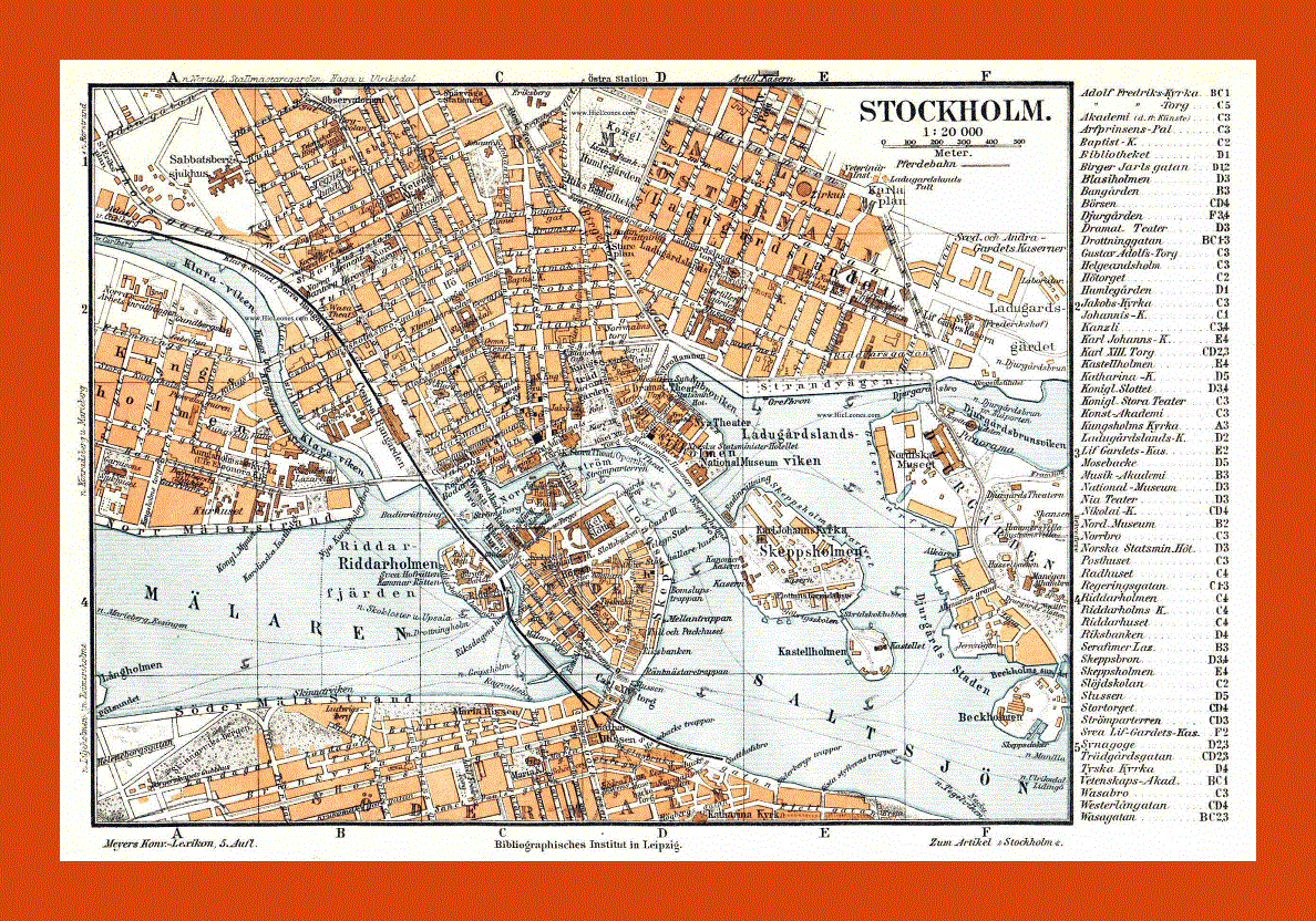 Old map of Stockholm city center