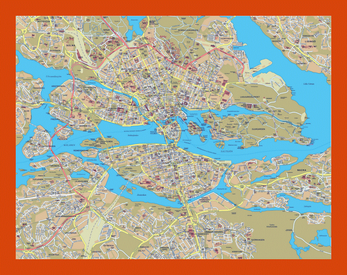 Road map of Stockholm city