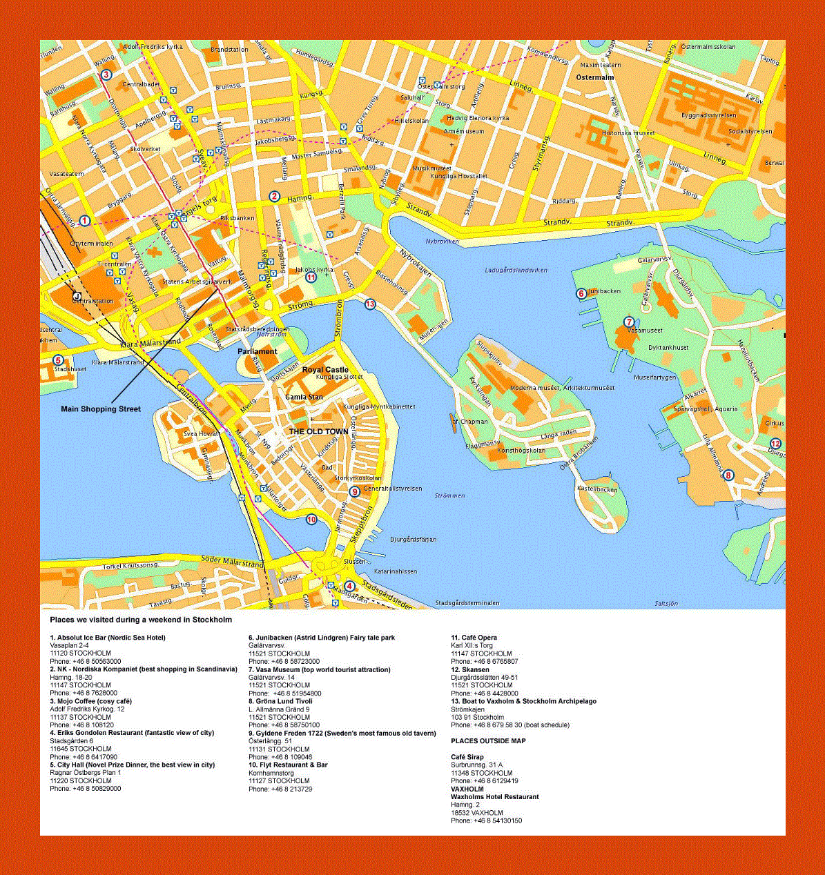 Tourist map of Stockholm city center