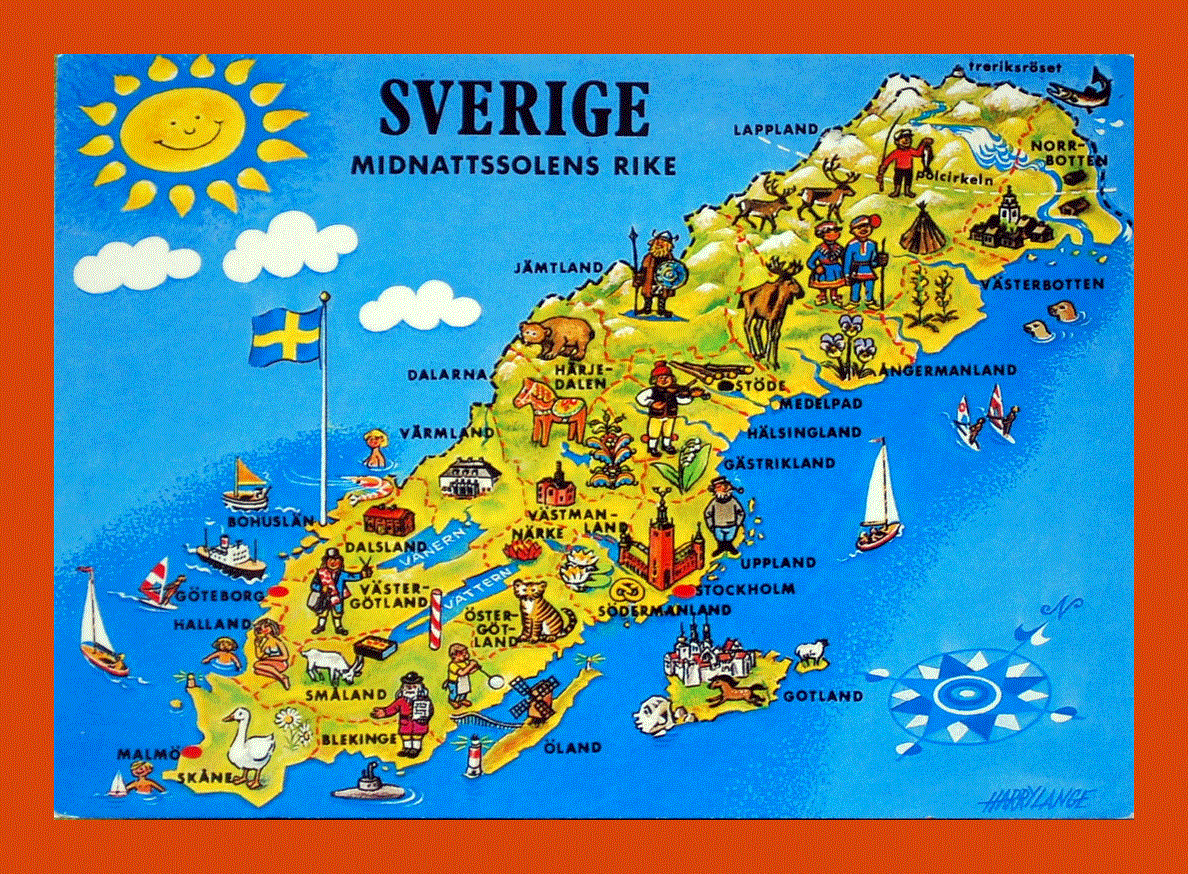 Tourist illustrated map of Sweden