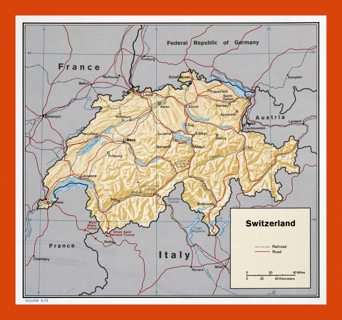 Political map of Switzerland - 1973 | Maps of Switzerland | Maps of ...