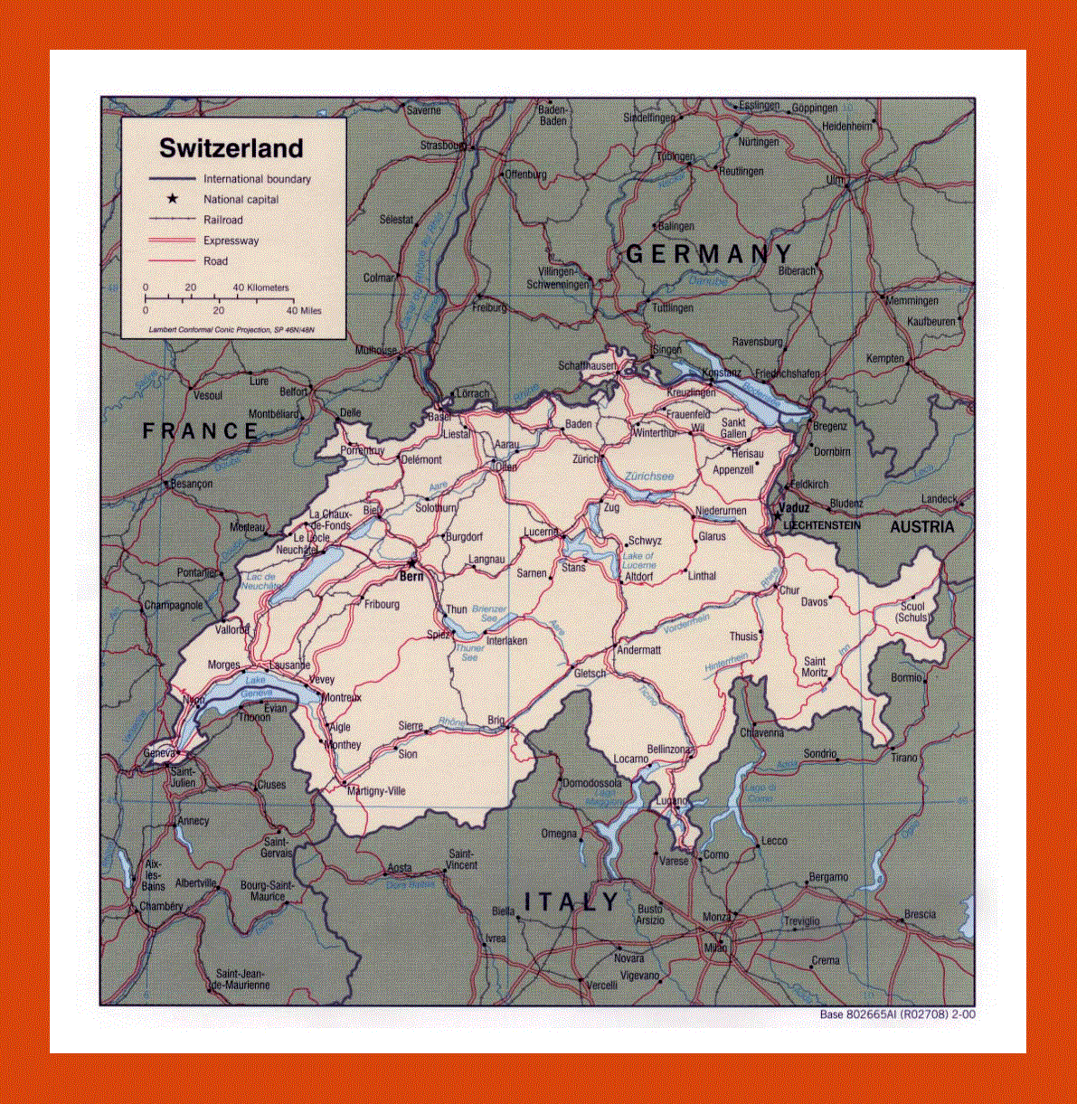 Political map of Switzerland - 2000