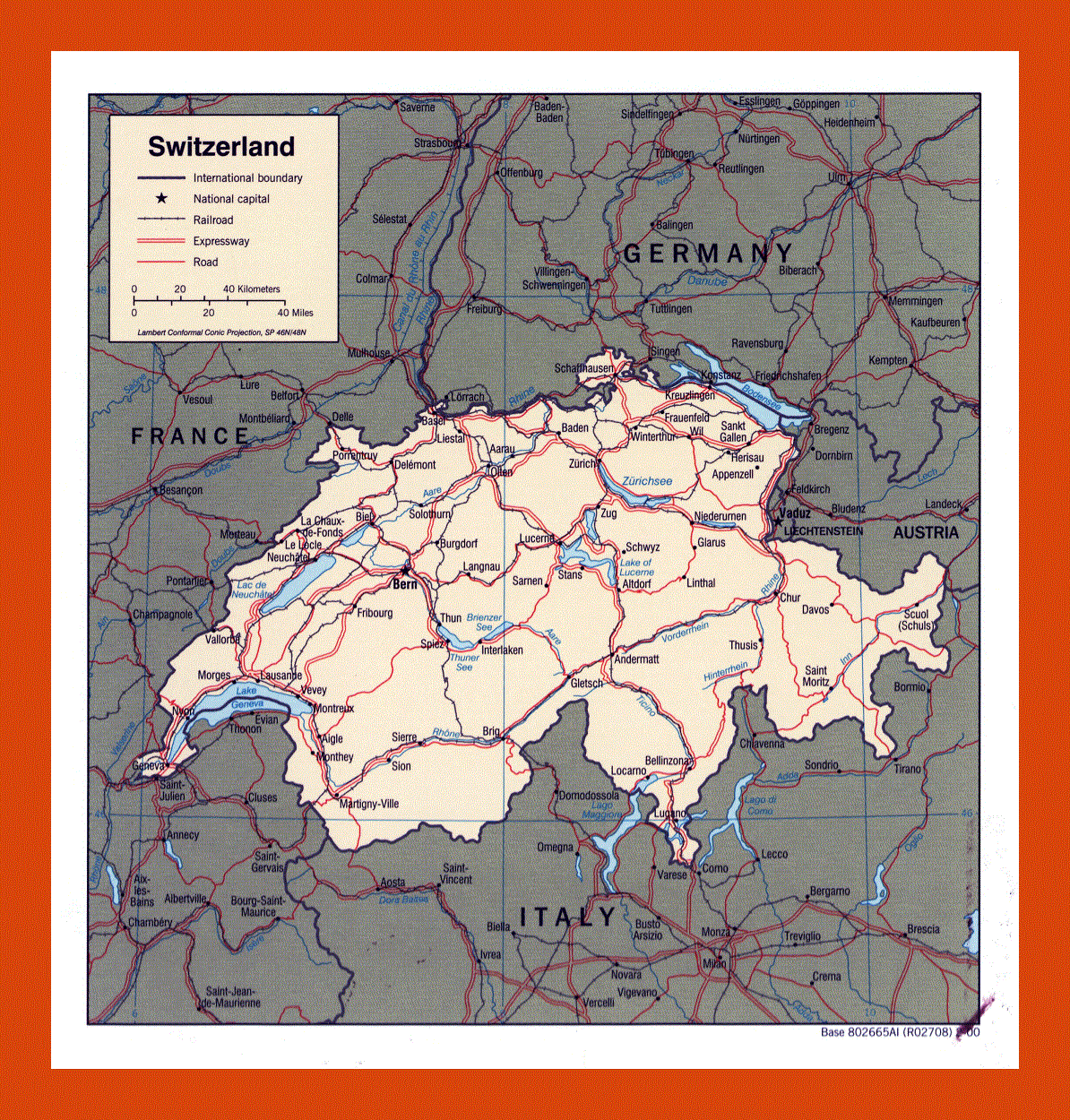 Political map of Switzerland - 2000