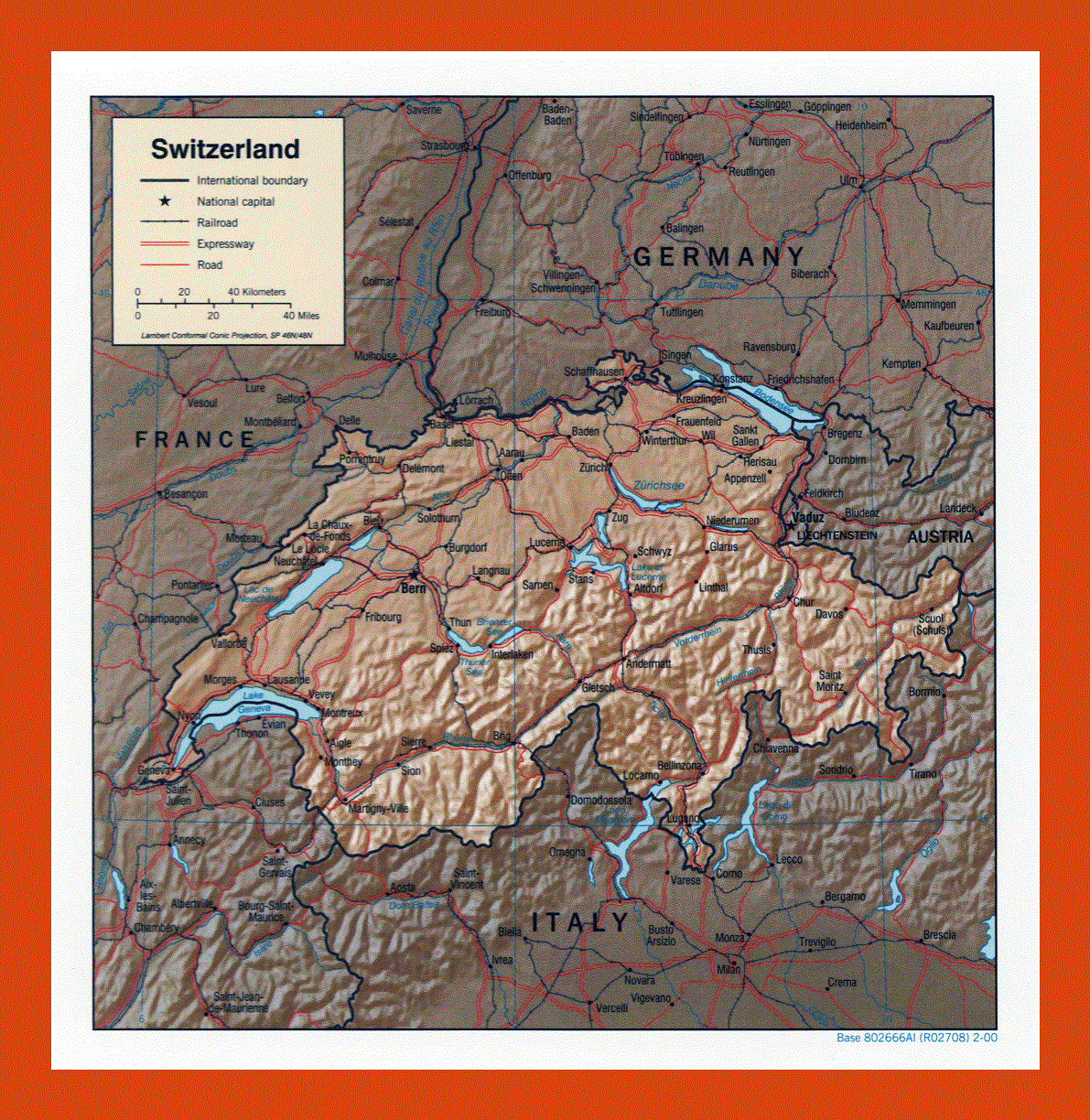 Political map of Switzerland - 2000