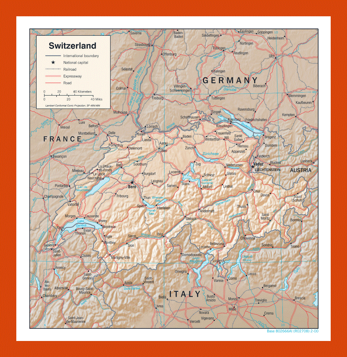 Political map of Switzerland - 2000
