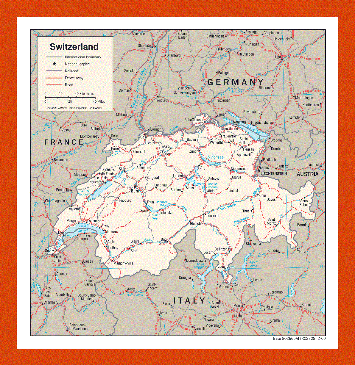Political map of Switzerland - 2000