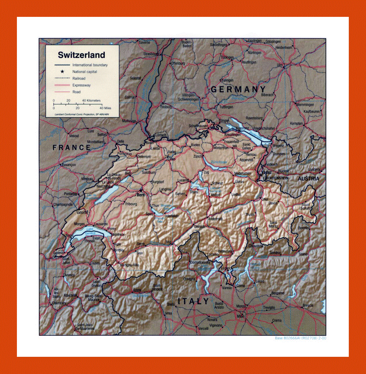 Political map of Switzerland - 2000