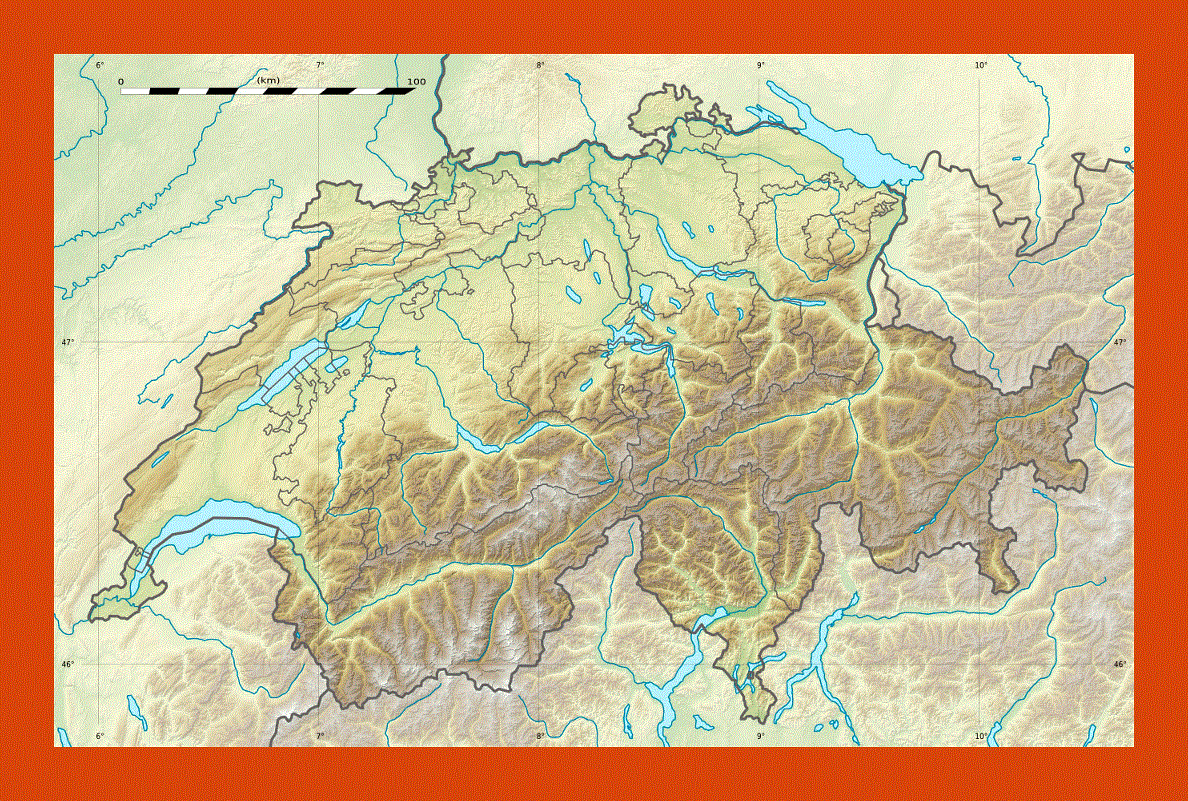 Relief map of Switzerland
